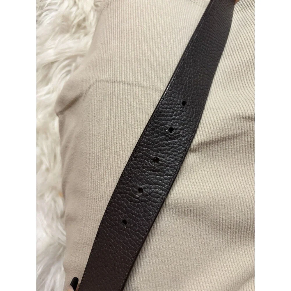 Coach Mens Modern Harness Reversible Belt Brown Pebbled Black Smooth Leather GUC